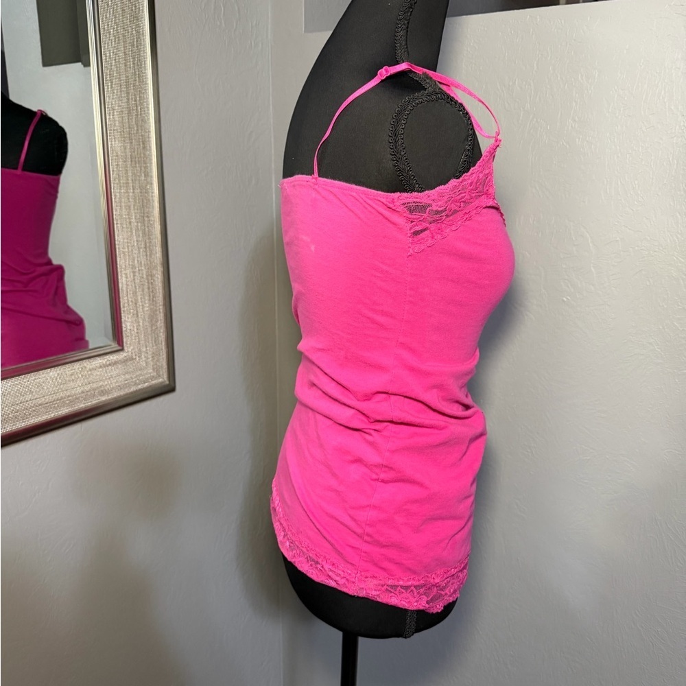 VTG Deb Y2K Lace Trim Pink Cami Tank Top Size Medium. - Picture 2 of 5